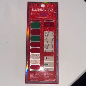 Dashing Diva Festive Gel Nail Strips - Red, Green, Gold